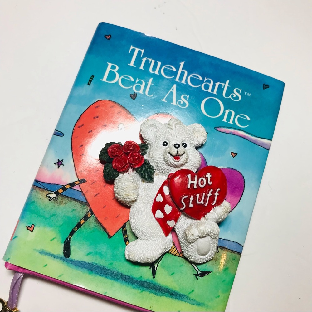 Hot stuff magnet Teddy Bear with Heart Roses fridge small tiny book cute gift